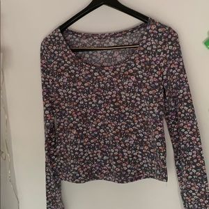Floral long sleeve crop top